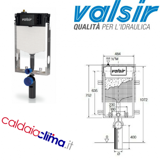 VALSIR CASSETTA AD INCASSO TROPEA 2 FIXSYSTEM