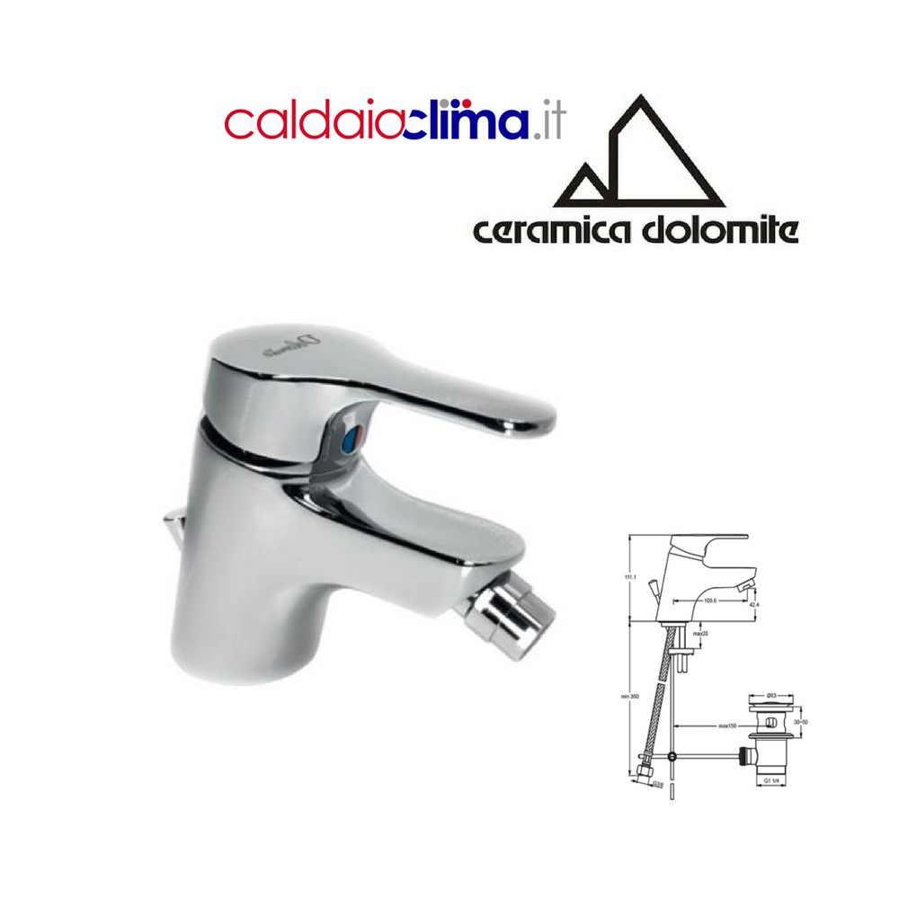 CERAMICA DOLOMITE MISCELATORE MONOCOMANDO CROMATO PER BIDET BASE NEW