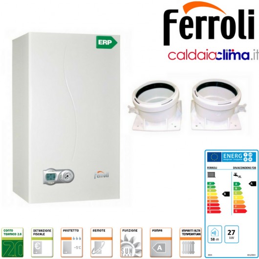 FERROLI CALDAIA A CONDENSAZIONE DIVACONDENS F28 28 KW METANO FERROLI CALDAIA A CONDENSAZIONE DIVACONDENS F28 28 KW METANO