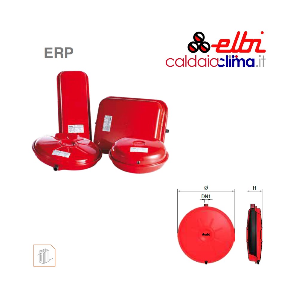Vaso d'espansione piatto a membrana fissa per riscaldamento Elbi ERP 385-7